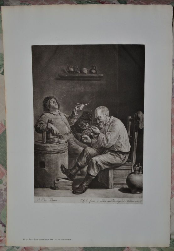 Jacob Gole, after David Teniers The three Smokers. Mezzotint.