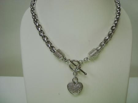 OTC Sterling Silver 925 Matching Toggle Necklace Bracelet Heart