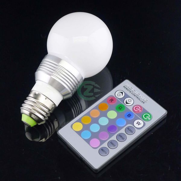 3W E27 16 Color Changed RGB LED Light Lamp Bulb 85~265V + IR Remote