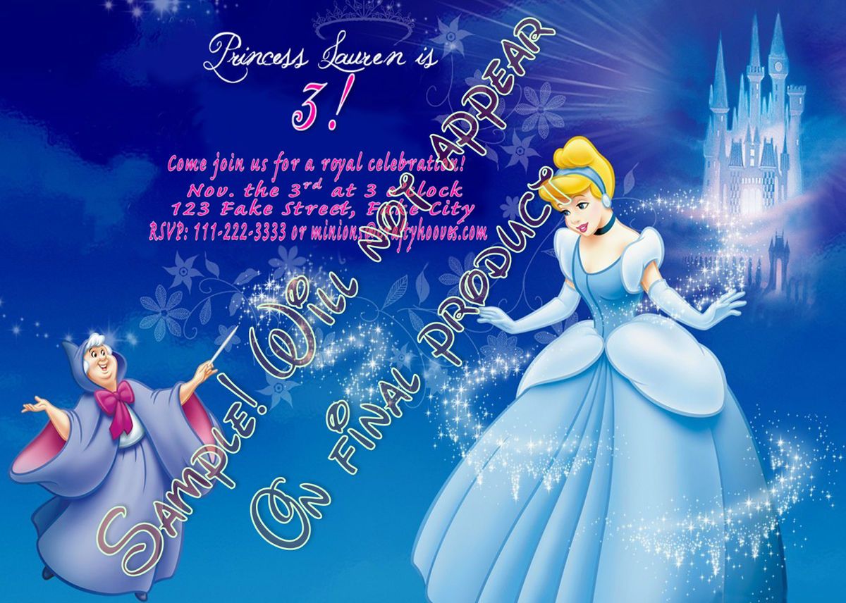 Cinderella Personalized Birthday Party Invitations Custom U Print