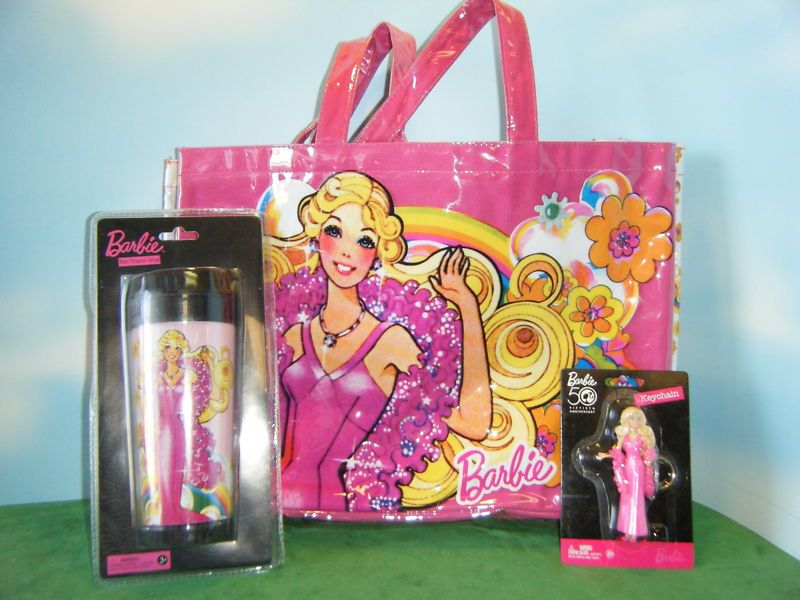  Barbie Superstar Shop Bag Travel Mug Keychain New