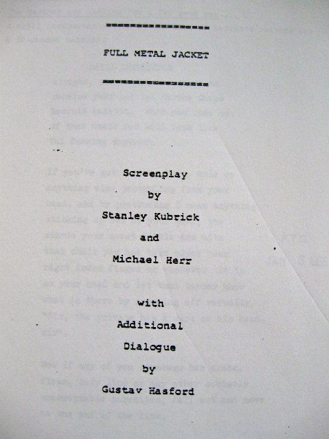 Movie Script Reprint Screenplay Full Metal Jacket Stanley Kubrick