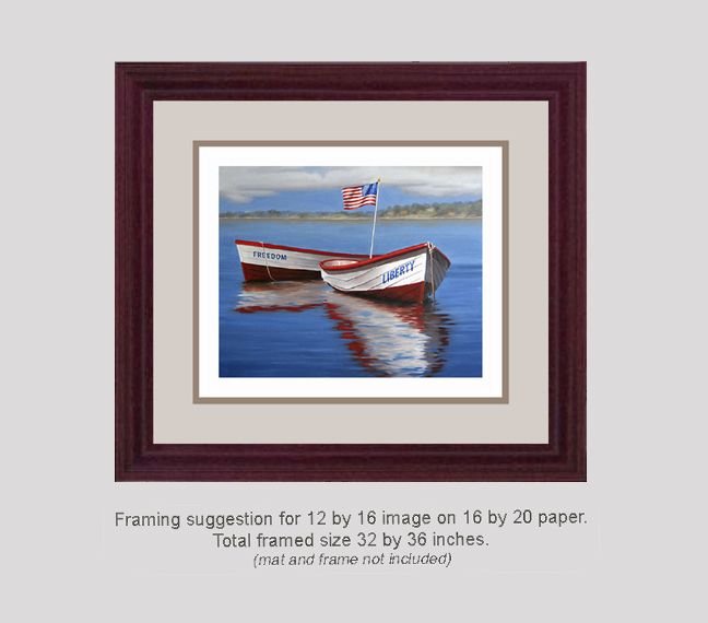 DANFORTH Freedom & Liberty, American flag, 16x20 giclee print boat oil