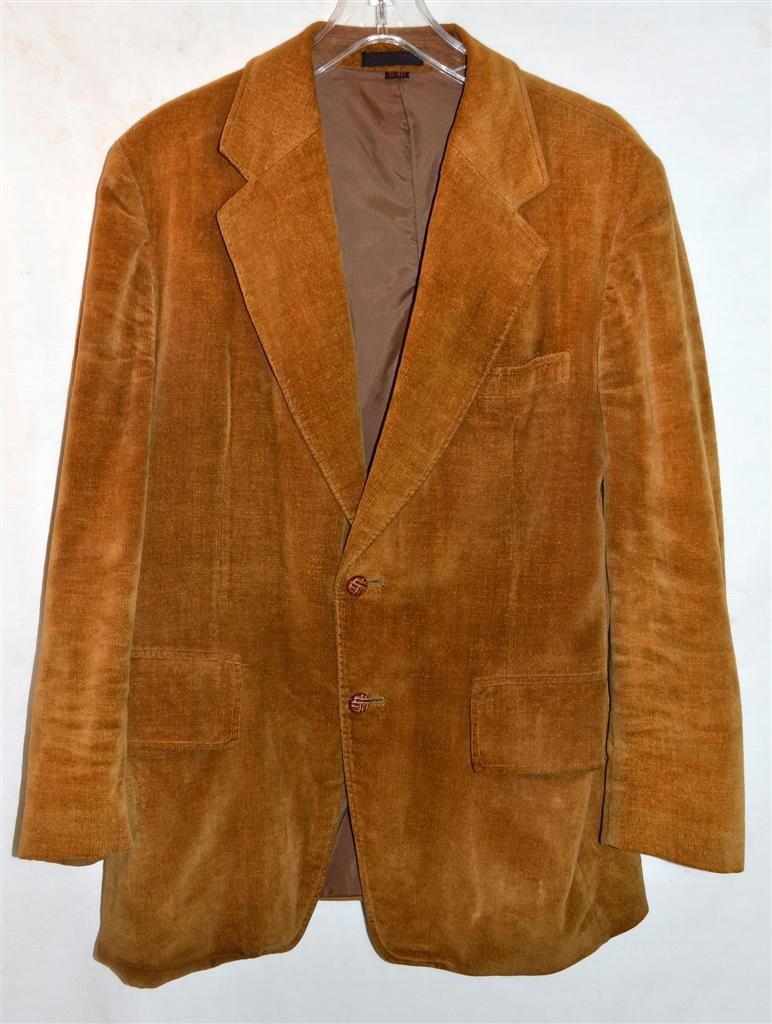 Vintage Jack Daniels Golden Brown Mens Cotton Corduroy Blazer Sport