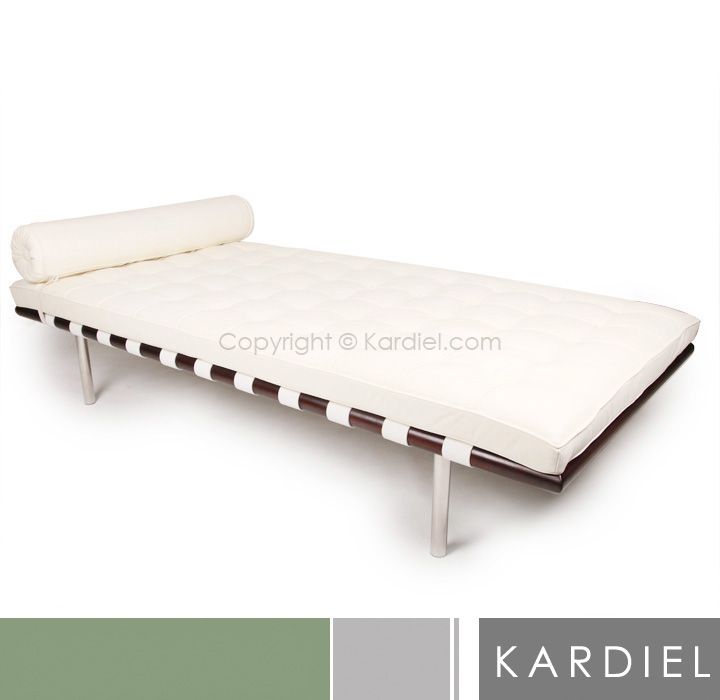 Barcelona Style Daybed 100 Premium White Leather Lounge Chair