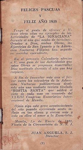 1938 Philippines Religious Calendar Nocturna Filipina