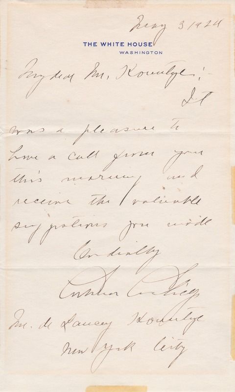 Calvin Coolidge Autograph Letter Signed As President   White House