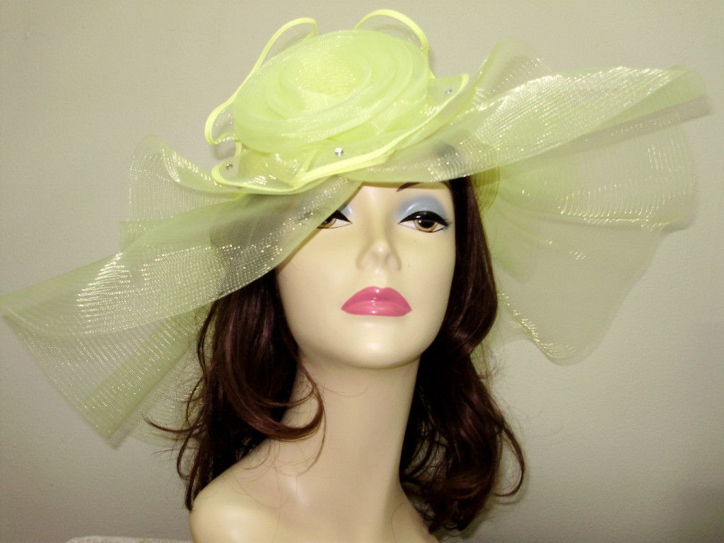 Derby Hat Ladies Bright Yellow Race Tea Preaknes Hats