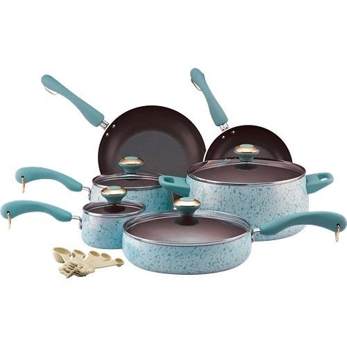 Farberware PD Paula Deen 15 Piece Non Stick Cookware Set Aqua