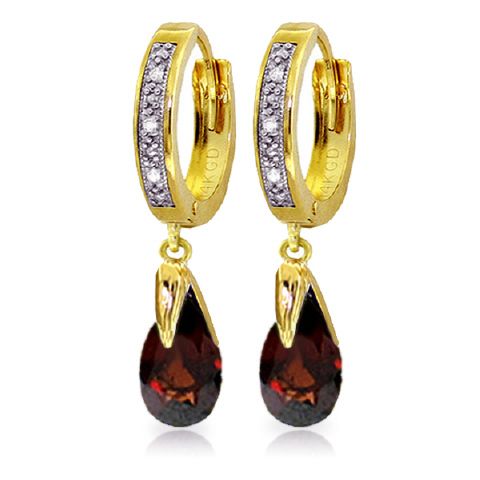 DIAMOND EARRING WITH TEAR SHAPED GARNETS   & Free Jewelry