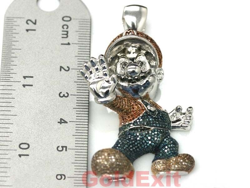 FSP3520T1   10K WHITE & YELLOW GOLD HIP HOP SUPER MARIO PENDANT