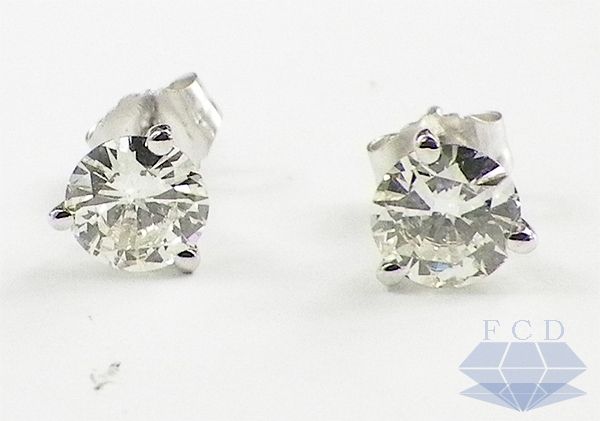  Round VS1 Diamond Stud Earrings 14k White Gold Martini Studs