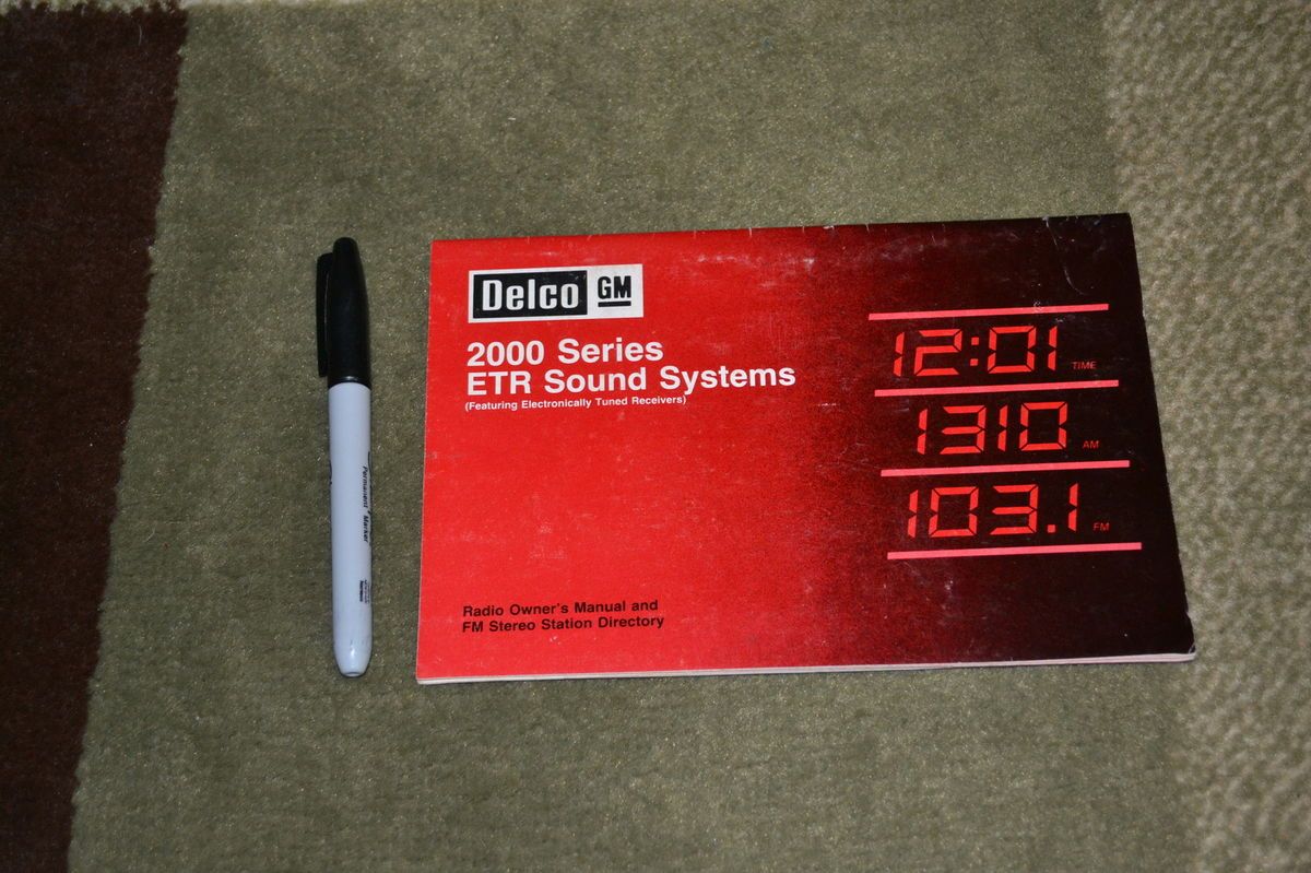 Delco 2000 series ETR sound systems owners manual FM radio station