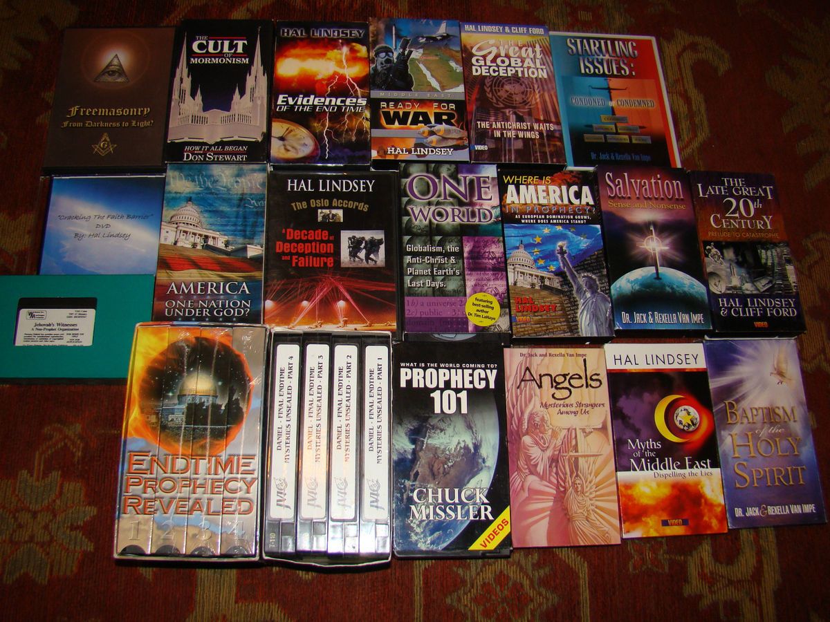 Religion VHS and DVD Hal Lindsey Chuck Missler Jack Van Impe Cults Lot