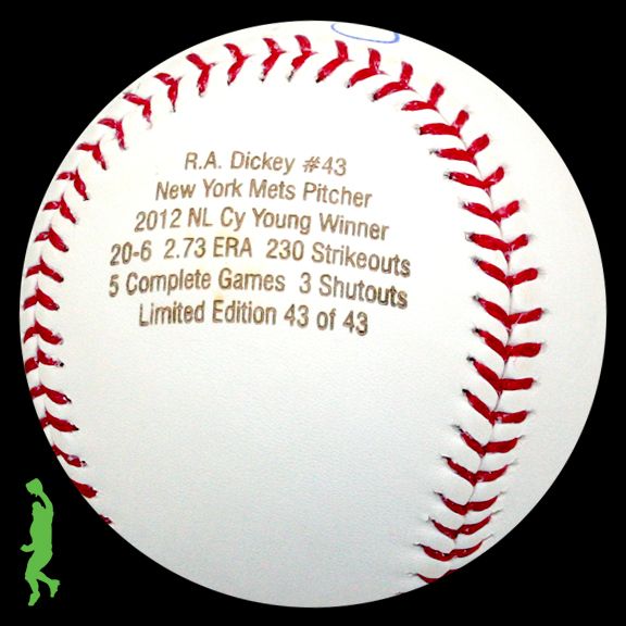 Dickey Signed Auto 2012 CY Young Winner Baseball Ball Mets RA