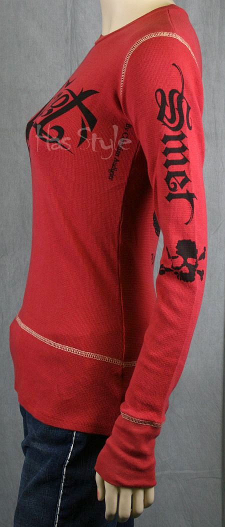 SMET Audigier Womens Red Butterfly Thermal Shirt