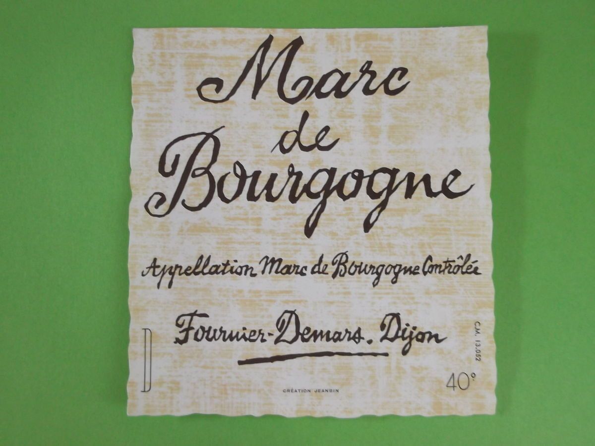 Etiquette Marc de Bourgogne Fournier DEMARS Dijon