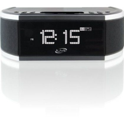 iLive ICP200B Black Digital Clock Radio iPod Dock