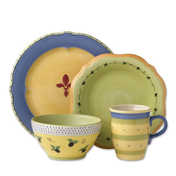  collection of dinnerware serveware and accessories that are brightly