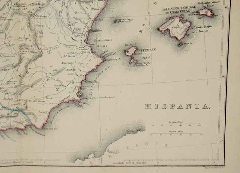 1856 Map Ancient Spain or Hispania Page 7 from The Longs Classical