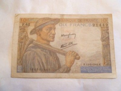 1942 10 francs dix francs note banque de france