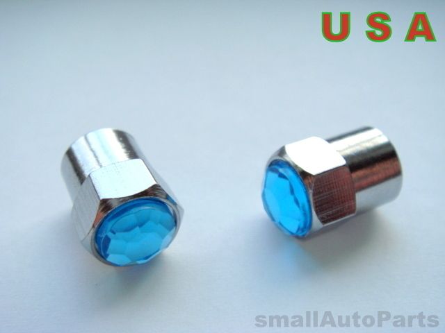 Crystal BLUE Diamond Tire Wheel Stem VALVE CAPS for Motorcycle Bike