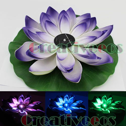  Garden Pool Solar Powered LED Lotus Landscape Flower Light Lamp