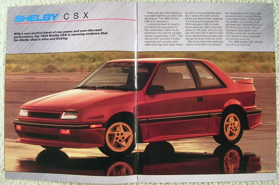 color catalog for the 1989 dodge shelby csx and shelby dakota measures