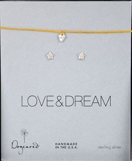 Dogeared Love and Dream Silver Bracelet and Earring Set