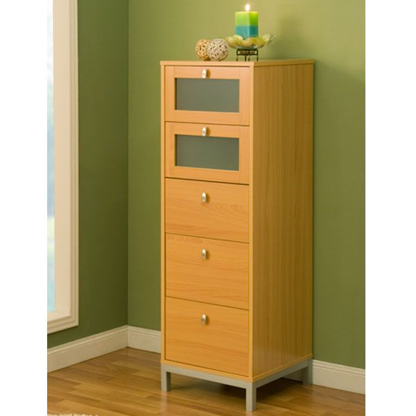 unique beech five drawer storage cabinet