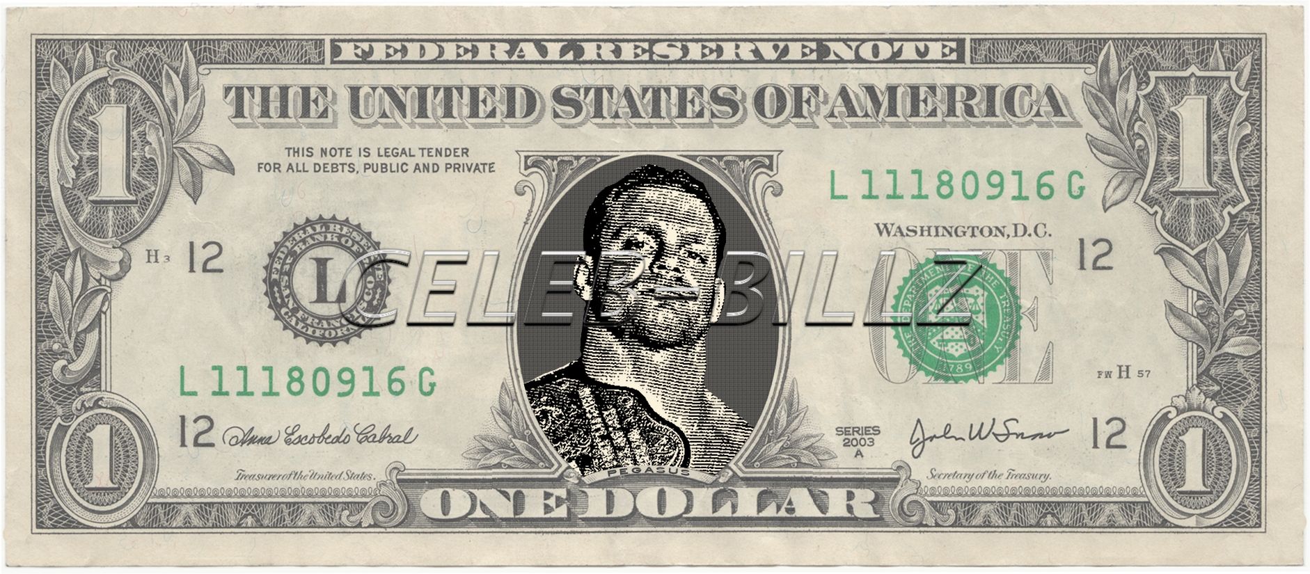 Chris Benoit WWE Dollar Bill Real USD Celebrity Novelty Money