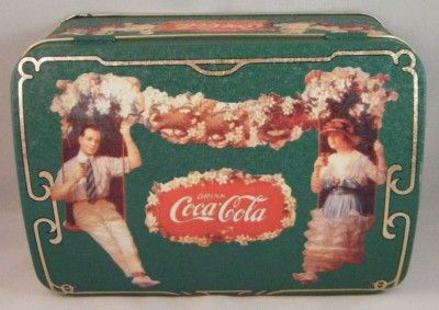  Retro Drink Coca Cola Coke Tin Box Container w Domed Hinged Lid