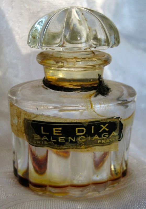 Vintage Balenciaga Le Dix France Art Deco Crystal Bottle