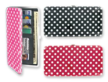 New Flat Full Size Clutch Polka Dot Dotz Wallets Red Black Pink 7x3