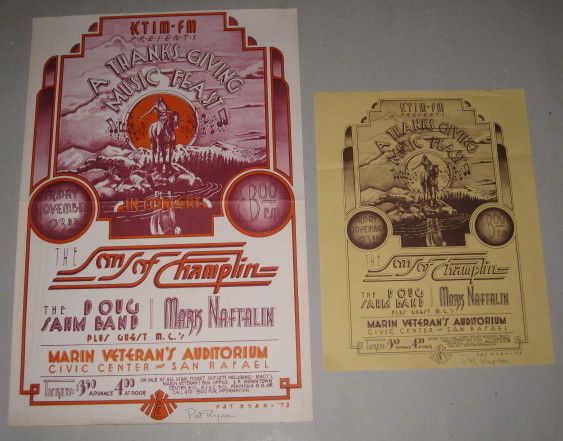 Sons of Champlin Doug Sahm Mark Naftalin Concert Poster Handbill 1973