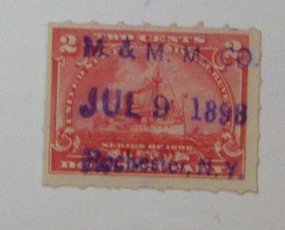 Documentary Battleship Sc R164 Proprietary h stamp M M M CO Rochester