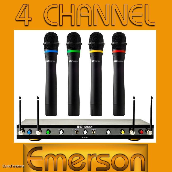  MICROPHONES EMERSON WM340 VHF 4 CHANNEL KARAOKE PA CORDLESS MICS