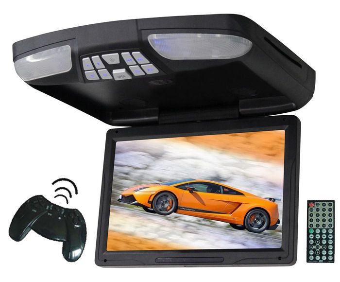 12 DVD Player Roof Mount DVD TV USB SD IR FM Game Flip Down DVD Free