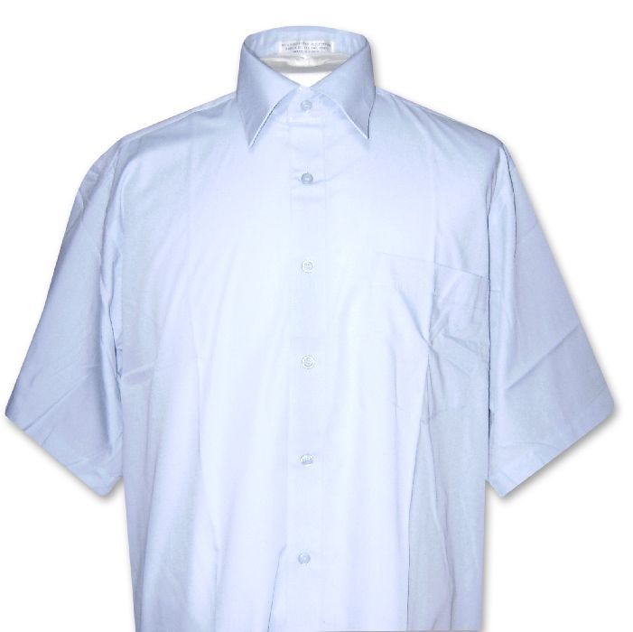 Mens Short Sleeve Powder Blue Dress Shirt Sz Large New