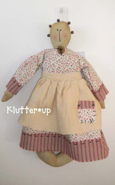 Prim Primitive Homespun Fabric Rag Doll COUNTRY GIRL NWT