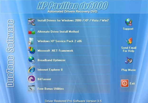 HP Pavilion dv6000 Drivers Recovery Restore,Sp2 ,Password Reset,42