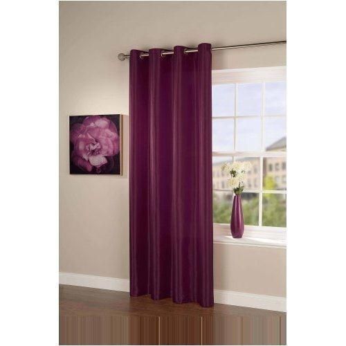  Taffeta Faux Silk Curtain Pair 55 x 90 Drop BNIP Aubergine