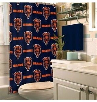 NFL Chicago Bears Shower Curtain Navy Blue Orange White New