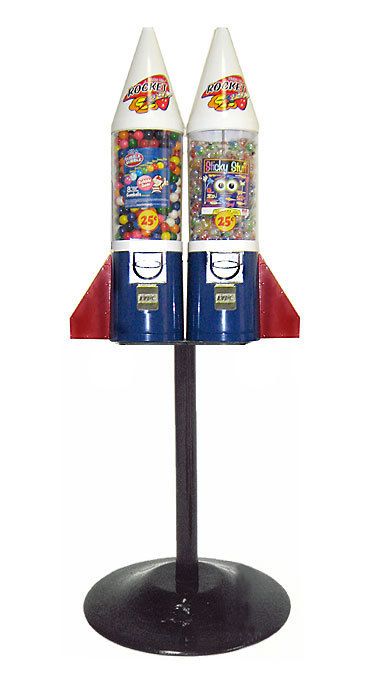 DOUBLE RETRO GUMBALL MACHINE MIGHTY MITE ROCKETS IMPULSE VENDING