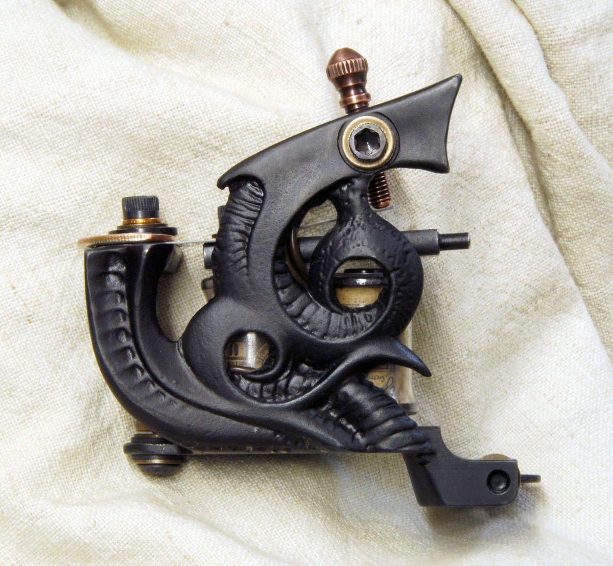 aaron cain tattoo machine DOUBLE SPIRAL FATliner/GRAYwasher, chopped