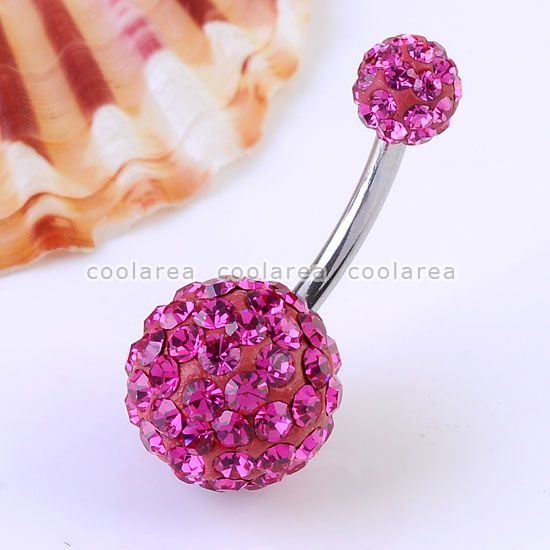  Czech Crystal Double Ball Navel Ring Belly Button Body Piercing