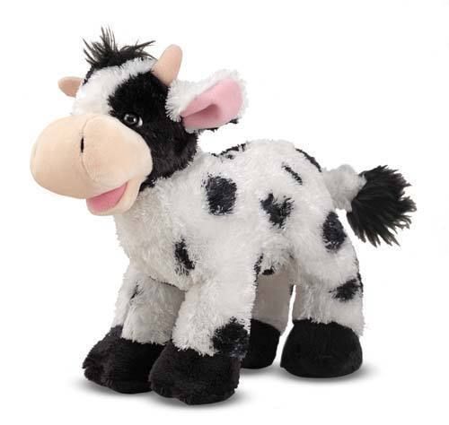  White Cow Stuffed Animal Checkers Soft and Fuzzy Farm Melissa & Doug