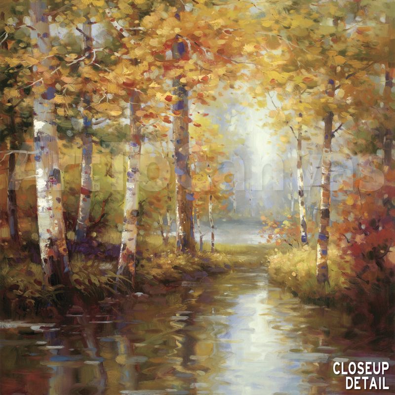 35x35 Forest Lake by Stephen Douglas Autumn Canvas