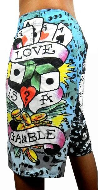 New Ed Hardy Mens Graphic Board Shorts Trunks