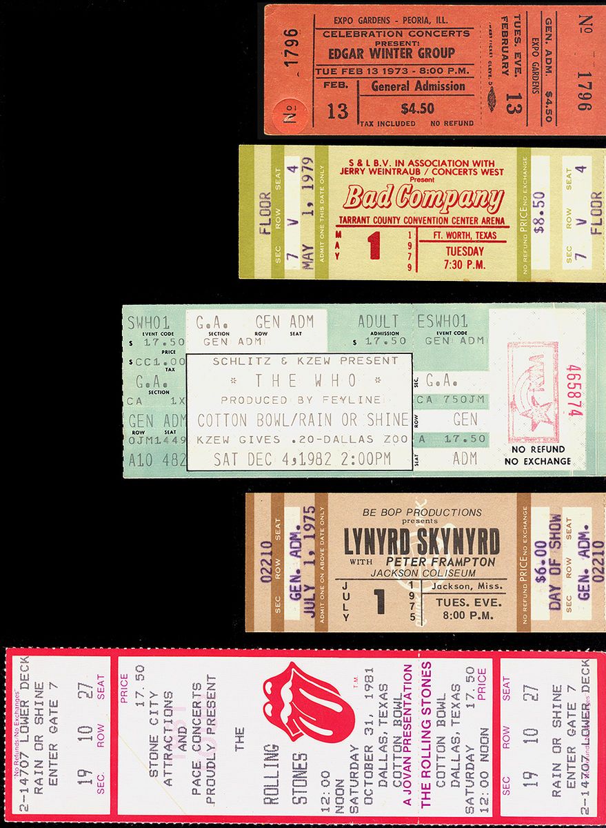  81 FULL Tickets Rolling Stones Edgar Winter Bad Co Who Lynyrd Skynyrd